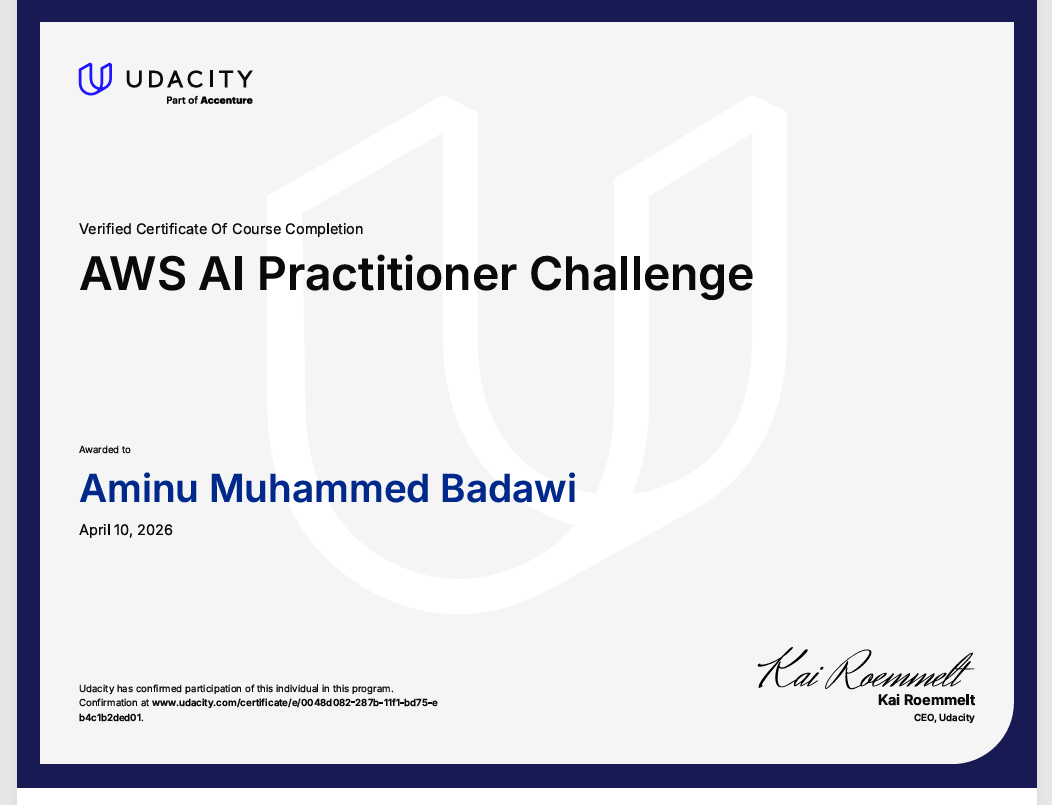 Udacity AWS AI Practitioner Certificate